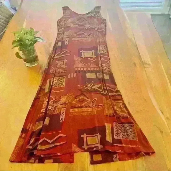 Vintage Boho Maxi Dress Pattern V Neck Relaxed Fit  Sleeveless Summer Dress - Picture 11 of 11